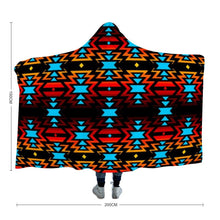 Load image into Gallery viewer, Black Fire and Turquoise Hooded Blanket 49 Dzine 
