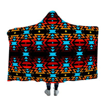 Load image into Gallery viewer, Black Fire and Turquoise Hooded Blanket 49 Dzine 
