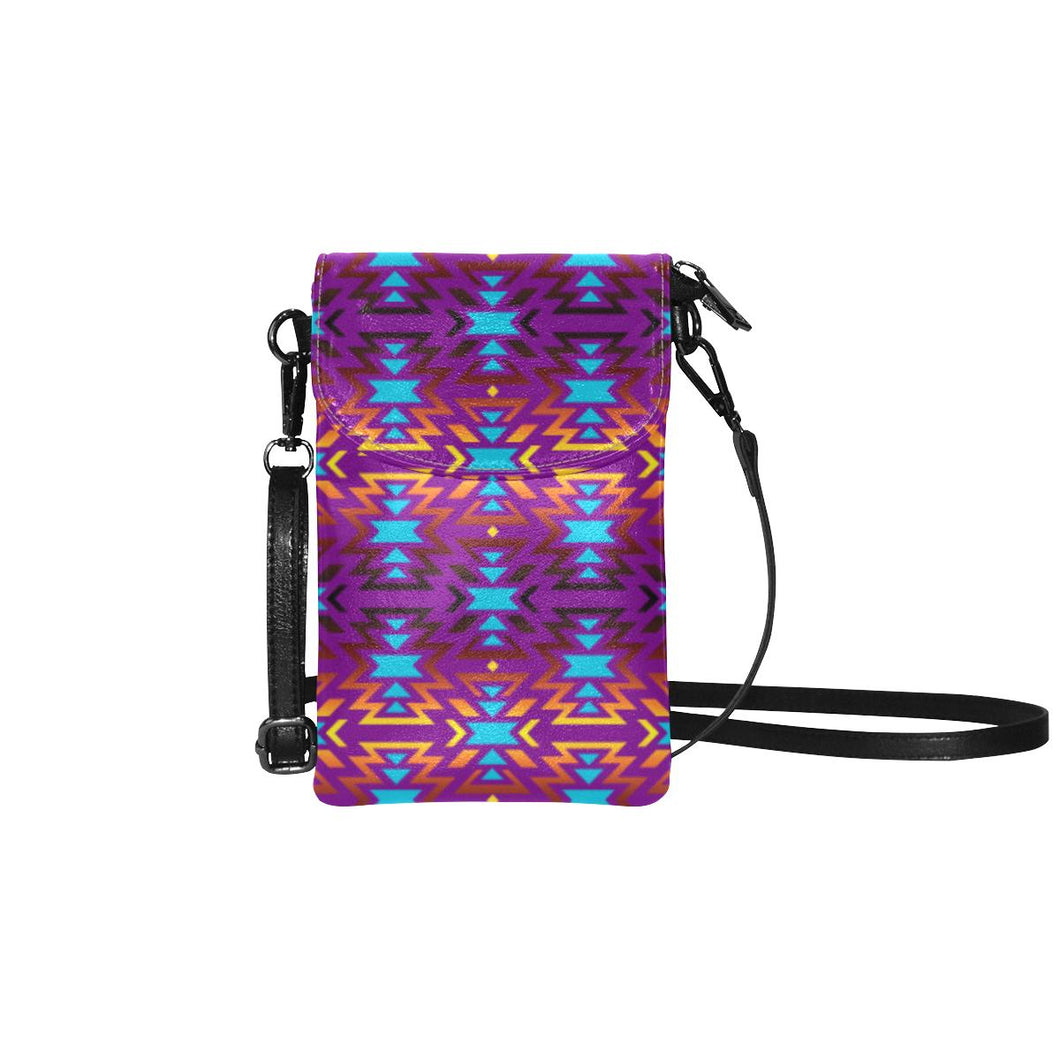 Fire Colors and Turquoise Purple Small Cell Phone Purse (Model 1711) Small Cell Phone Purse (1711) e-joyer 