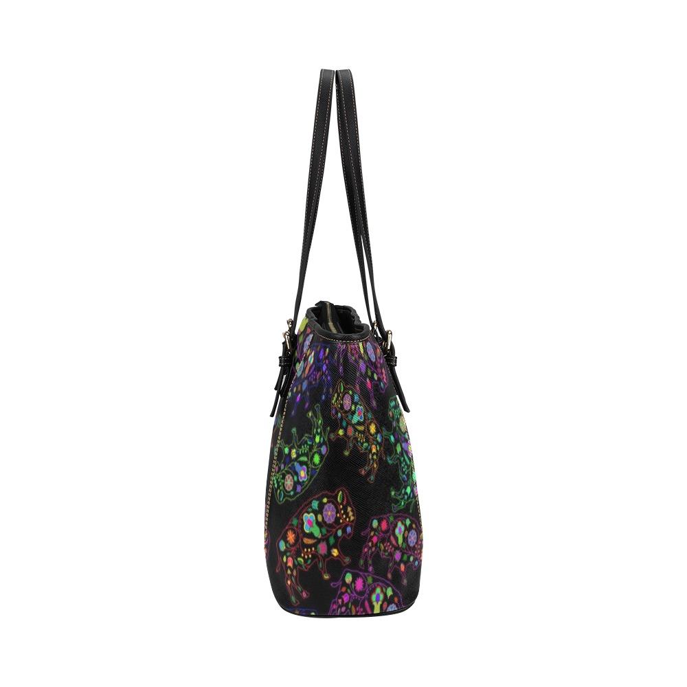 Floral Buffalo Leather Tote Bag/Large (Model 1640) bag e-joyer 