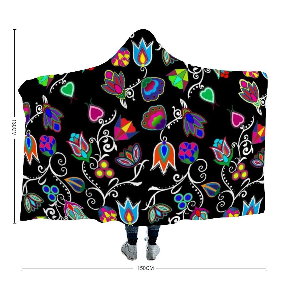 Indigenous Paisley Black Hooded Blanket Herman Youth Size - 51"x60" 